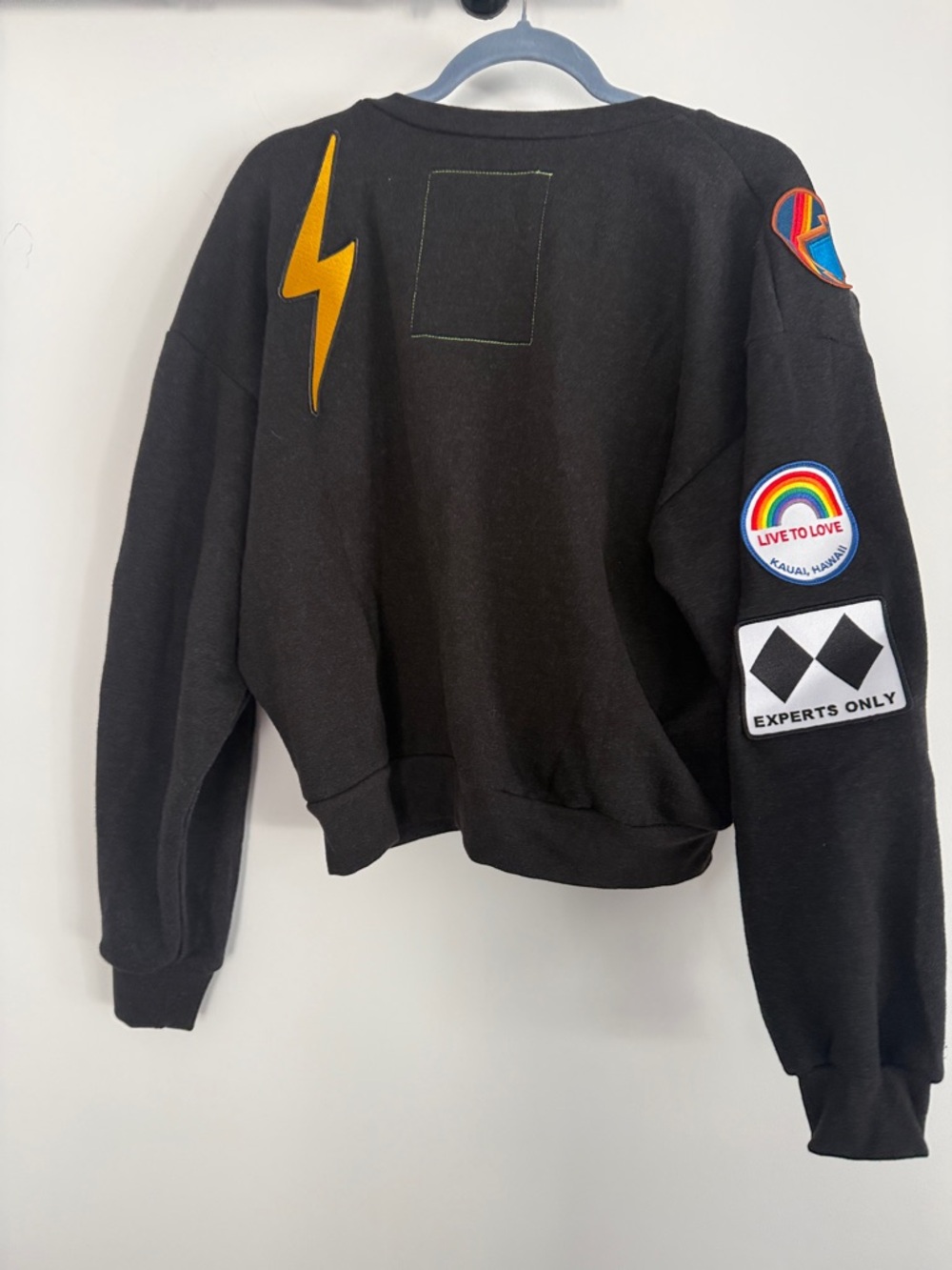 Aviator Nation VINTAGE PATCH RELAXED CREW SWEATSHIRT - BLACK XS NWT - Picture 8 of 9